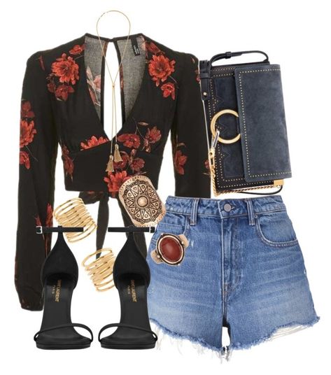 Rock Chic, Edgy Outfits, Black Beauty, Polyvore Outfits, Floral Top, Outfits Casuales, Look Fashion, Alexander Wang, Classy Outfits