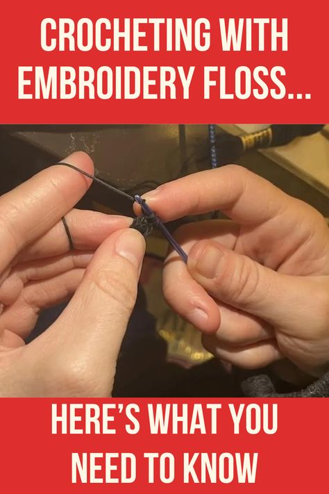 How to Crochet with Embroidery Floss: Crochet Tips for Beginners! In this crochet tutorial, learn how to crochet with embroidery floss for those more delicate parts of your crochet projects! Crochet With Embroidery Floss, Embroidery Floss Crochet, Crochet With Embroidery, Embroidery Floss Projects, Embroidery Floss Crafts, Sewing Machine Embroidery, Crochet Tips, Learn How To Crochet, Your Crochet