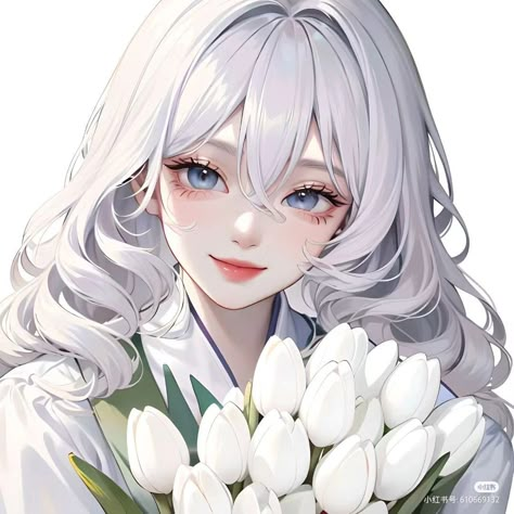 Greek God Costume, The White Princess, White Hair Color, Anime Cover Photo, White Tulips, Cute Little Drawings, Anime Character Drawing, How To Draw Hair, White Hair