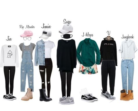 Baepsae Dance Practice Outfits // BTS Korean Pants Outfit, Outfit Bts, Korean Pants, Bts Outfits, Bts Clothing, Dance Outfits Practice, Black Leggings Outfit, Bts Inspired Outfits, Trendy Hat