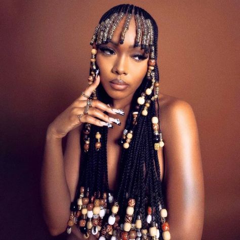 Unique Braid Styles For Black Women, Beaded Cornrows, Unique Hairstyles For Black Women, Siren Oc, Drawing Dreams, Cornrows With Beads, Braids And Beads, Bday Outfits, Unique Braids