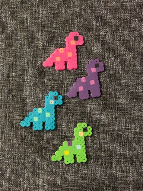 Peeler Bead Dinosaur, Dino Perler Beads, Dino Pixel Art, Blue Jurassic World, Melt Beads, Hama Mini, Kandi Inspo, Fuse Bead Patterns, Diy Perler Bead Crafts