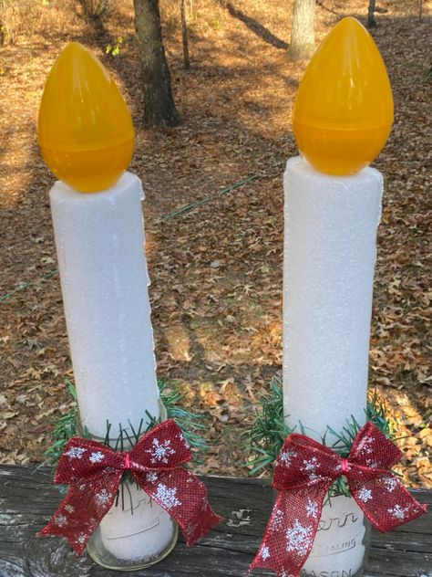 Pool Noodle Solar Light, Candles Out Of Pool Noodles, Pool Noodle Candles Christmas, Pool Noodle Christmas Candles, Pool Noodle Crafts Christmas, Pool Noodle Christmas Crafts, Christmas Pool Noodle Ideas, Christmas Pool Noodle, Pool Noodle Christmas Decorations