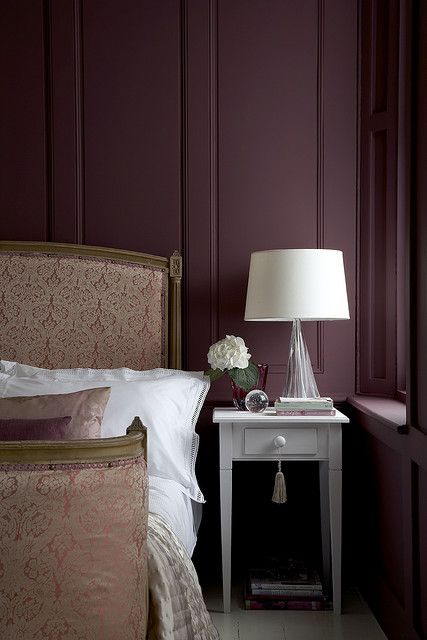 Bedroom Design Inspiration Aubergine Paint Color, Soothing Bedroom, Little Greene Paint, This Old House, Purple Paint, Dark Colours, Bedroom Red, Purple Walls, Modern Bedroom Decor