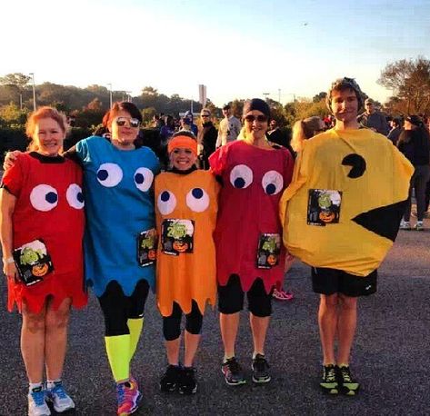 Pac Man Halloween Costume, Halloween 5k, Pac Man Costume, Halloween Running Costumes, Disney Running Outfits, Team Halloween Costumes, Race Costume, Halloween Run, Teacher Halloween Costumes