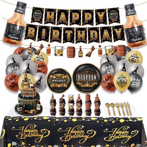 Whiskey Decorations, Birthday Decorations For Men, Birthday Party Balloon, 25th Birthday, 40th Birthday Parties, 50th Birthday Party, Happy Birthday Cakes, 70th Birthday, Birthday Surprise