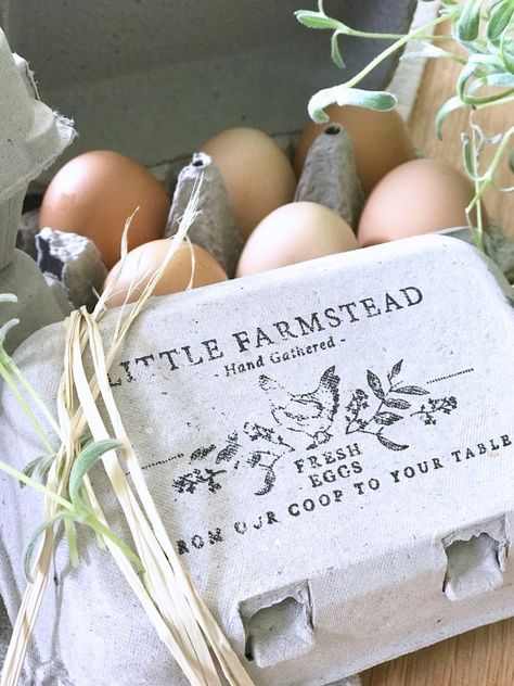 Little Farmstead: Custom Egg Carton Stamps, Farmhouse Labels and More... Farm Merch, Farmhouse Labels, Selling Eggs, Egg Stamp, Egg Packaging, Backyard Chicken Farming, Farm Store, Chicken Garden, Mini Farm