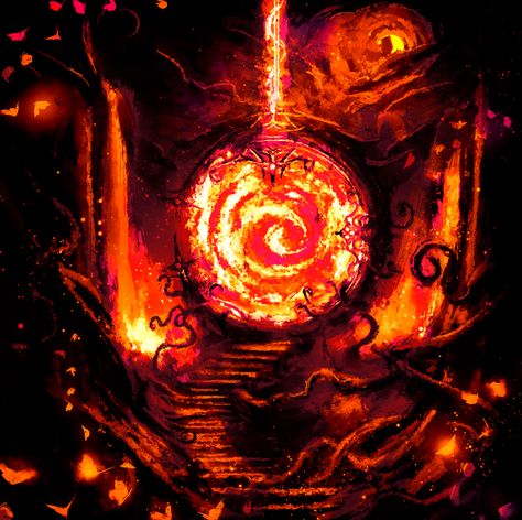 Monster Inspiration, Portal Art, Comic Inspiration, Overlays Tumblr, Hell Fire, Orange Moon, Creative Juice, Wallpaper Themes, 2d Illustration