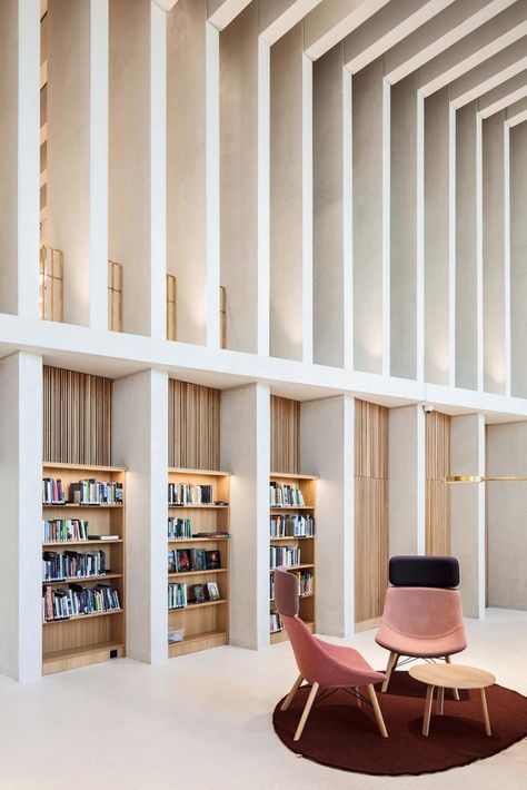 Gallery of Kirkkonummi Library / JKMM Architects - 16 Lounge Library, Library Concept, Library Pictures, Timber Walls, City Library, H Design, Adaptive Reuse, Concrete Structure, Interior Architect