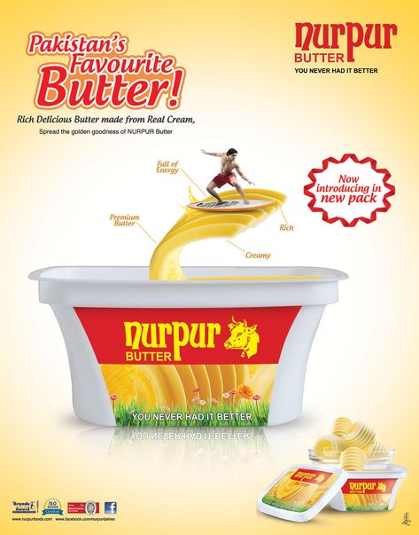 Nurpur Butter on Behance Butter Brands, Social Media Advertising Design, Blue Island, Loyalty Card, Advertising Design, Food Design, Packaging Design, Pakistan, Butter