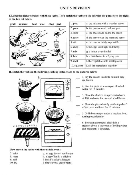 Cookery Worksheets, Culinary Arts Worksheets, Evs Worksheet For Class 2 Food, September Worksheets, Cooking Vocabulary English, Adult Worksheets, Cooking Verbs Worksheet, Food Esl Worksheets, Cooking Vocabulary Worksheets