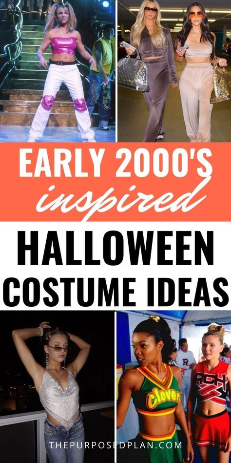 early 2000's are back and better than ever! Take the trend head on this year with these super cute early 2000's halloween costume ideas! | y2k halloween costume ideas 2000 Theme Party Outfits, Early 2000s Halloween Costumes, 2000s Halloween Costume Ideas, 2000s Halloween Costume, 2000 Dress, Decades Costumes, Iconic Halloween Costumes, Fashion Costume Halloween, 90s Halloween Costumes