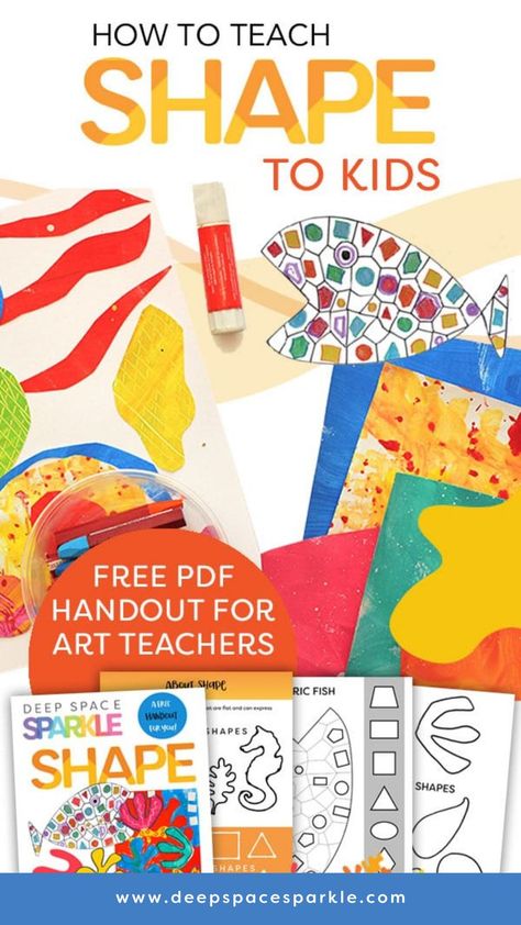 How to Teach Shape | Elements and Principles of Design Spring Art Projects For Kids, Kids Art Room, Preschool Art Lessons, Elements And Principles Of Design, Deep Space Sparkle, Spring Art Projects, Teaching Shapes, Kindergarten Art Projects, Middle School Art Projects