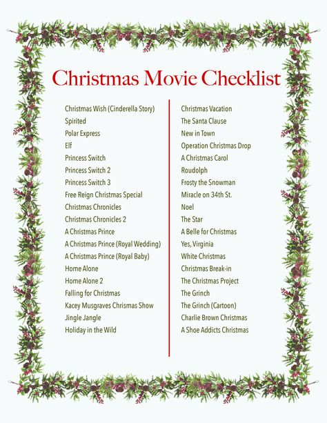 Christmas movie check list for the holiday season so you dont miss out on any holiday classics! Christmas Classic Movies, Xmas Movies List, Christmas Watch List, Christmas Movie Checklist, Movie Checklist, Winter Movies, Christmas Movies List, Movie Lists, Christmas Movie Night