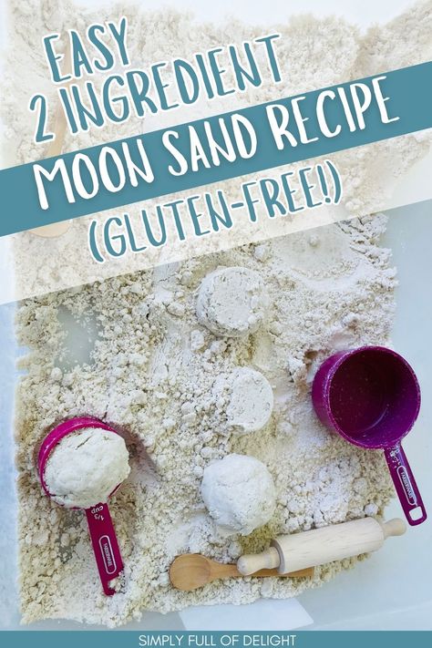 easy 2 ingredient moon sand recipe gluten free Moon Dough Recipe Flour, Moon Sand Recipe 2 Ingredients, Moonsand Recipe, Moon Dough Recipe, Nannying Activities, Moon Sand Recipe, Moon Dough, Sand Recipe, Diy Moon Sand