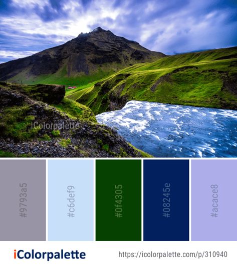 Color Palette Ideas from Highland Sky Mountainous Landforms Image Scottish Highlands Color Palette, Rocky Mountain Color Palette, Scottish Color Palette, Scottish Colour Palette, Mountains Color Palette, Adobe Color Palette, Popular Color Palettes, Best Color Palettes, Witch Tea