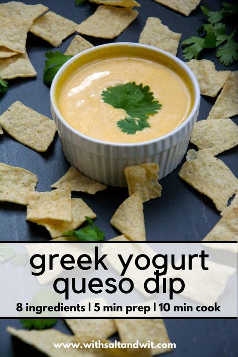 Greek Yogurt Queso, Queso Dip Healthy, Low Cal Queso, Low Fat Queso Dip, Healthy Queso Dip Easy, Healthy Queso Recipe, Greek Yogurt Cheese Sauce, Low Calorie Queso, High Protein Queso Dip