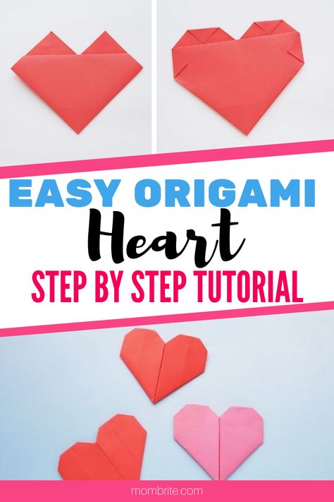 Looking for an easy fine motor skill activity for your preschooler? Learn how to make an origami heart with this step by step tutorial. We will also show you how to make a paper heart out of a square piece of paper and out of a dollar bill. How Do You Make A Heart Out Of Paper, Fold A Heart Out Of Paper, Small Heart Origami, Make A Heart Out Of Paper, Heart Shaped Origami, Easy Origami Heart Tutorial, Simple Origami Heart, Paper Craft Heart, Sticky Note Origami Heart