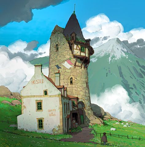 ArtStation - Repurposed old tower., Alariko Pixiv Fantasia, Baba Jaga, Arte Cyberpunk, Howls Moving Castle, Hayao Miyazaki, Visual Development, Environment Concept Art, 영감을 주는 캐릭터, Fantastic Art