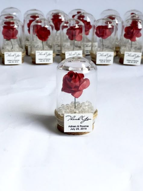 Disney Wedding Favors, Personalized Party Gifts, Rose Dome, Beauty And Beast Wedding, Pink Favours, Disney Wedding Theme, Edible Wedding Favors, Elegant Wedding Favors, Bachelorette Favors