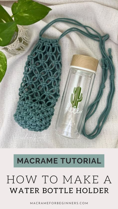 Looking for a fun and functional Macrame project? Get started with 4 FREE beginner-friendly Macrame Water Bottle Holder tutorials by Macrame teacher Jamie of SilentKnot! You can choose from a DIY Macrame water bottle holder tutorial in the following 4 designs: Macrame Water Bottle Holder with Adjustable Strap, No Ring Macrame Water Bottle Holder, Drawstring Macrame Water Bottle Holder, Macrame Water Bottle Holder with Base Protection Functional Macrame, Macrame Water Bottle Holder, Macrame Water Bottle, Easy Diy Macrame, Ring Macrame, Diy Laine, Crochet Water Bottle Holder, Free Macrame Patterns, Macrame Supplies