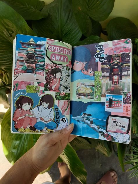 Ghibli Journal Ideas, Studio Ghibli Scrapbook, Ghibli Drawing Ideas, Ghibli Scrapbook, Studio Ghibli Journal, Ghibli Journal, Fantasy Scrapbook, Movie Scrapbook, Artist Research Page