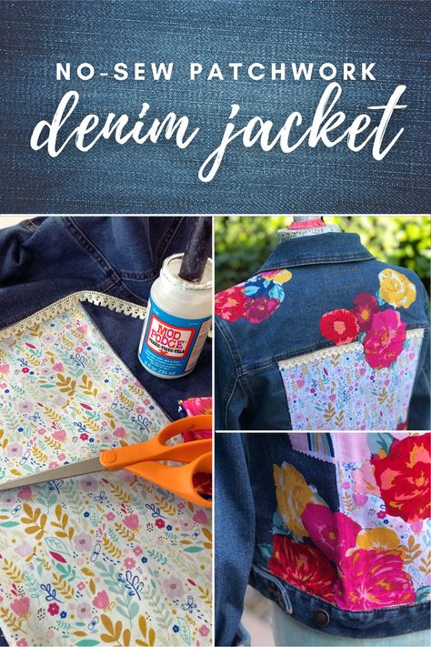 Spring fashion trends make us happy for fun prints, denim and patchwork style. This week on Make It With Mod Podge, Handmade Happy Hour with @cathiefilian and Steve Piacenza are using Fabric Mod Podge to easily create an adorable and on trend Jean Jacket. Grab your favorite fabrics and jump on the patchwork denim trend with Fabric Mod Podge. Decorating Jean Jackets Diy, Fabric Mod Podge Ideas, Fabric Mod Podge, Jean Jacket Diy Upcycling Ideas, Upcycled Jean Jackets Ideas, Cheap Fall Patchwork Denim Jacket, Jean Jacket Upcycle Ideas, Jean Jacket Sewing Ideas, Jean Upcycle Diy