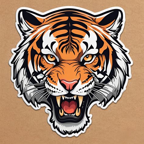 Tiger Graphic Design, Logo Tiger, Tiger Sticker, Lion Artwork, Digital Art Drawing, Cat Tat, Tiger Illustration, Tiger Graphic, Tiger Logo