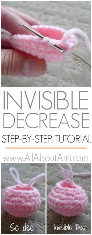 Invisible Decrease Crochet, Invisible Decrease, Amigurumi For Beginners, Knitting Stitches Tutorial, Crochet Decrease, Amigurumi Tutorial, Crochet Amigurumi Free, Crochet Stitches Tutorial, Crochet Instructions