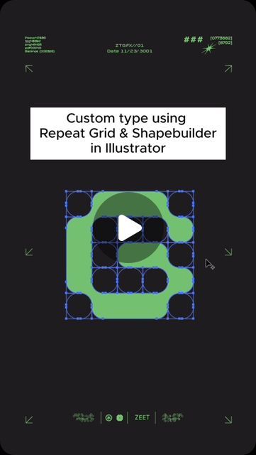 ZEET on Instagram: "Type Tricks [G] - Custom lettering using Repeat Grids and Shapebuilder tools in Adobe Illustrator. 
.
.
.
#graphicdesign #graphicdesigndaily #graphicdesigntips #designtips #designtutorial #adobeillustrator #adobeillustratortutorial #adobeillustratortips #illustratortips #typography #typographydesign #bitmap #36daysoftype #36daysoftype_g #graphicdesigncentral #typographyart #typographyinspiration #vectorgraphics #vectorartwork" Bitmap Design, Adobe Illustrator Tutorials, Design Hack, 36 Days Of Type, Graphic Design Tips, Vector Artwork, April 20, Custom Letters, Typography Inspiration