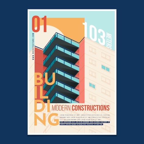 Architecture Festival Poster, Architecture Poster Design Layout, Architectural Posters, Flat Design Poster, Vector Architecture, Manifesto Design, Poster Design Layout, Business Poster, Information Poster