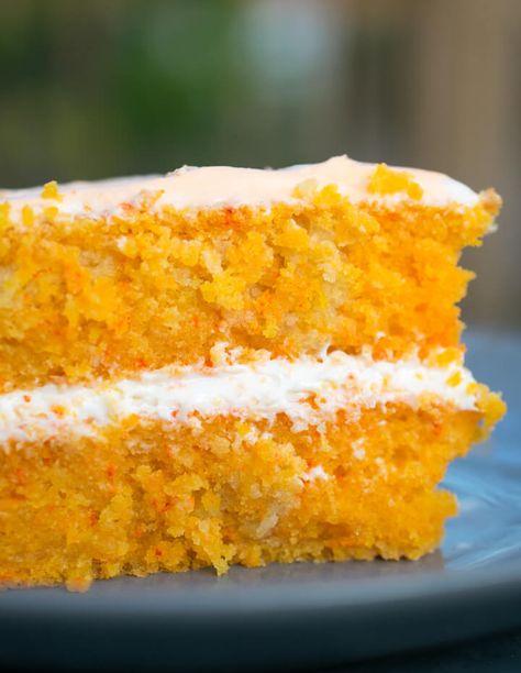 Vegan Creamsicle Cake: A fluffy, tender, moist dairy-free orange cake that tastes like a dreamsicle with creamy orange flavor! Vegan Orange Cake Recipe, Vegan Orange Cake, Vegan Chickpea Recipes, Creamsicle Cake, Pumpkin Curry, Orange Food Coloring, Orange Cake Recipe, Vegan Carrot Cakes, Vegan Cake Recipes