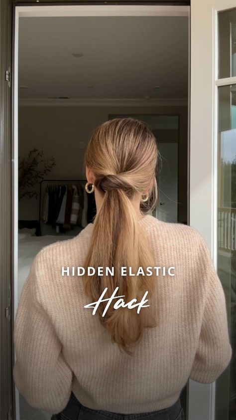 Breaking down how to create my 10-second low bun! 💖 #hair #hairtutorial #updo #hairstyles | Instagram How To Cover Ponytail With Hair, How To Wrap Hair Around Ponytail, How To Hide Your Hair Tie, How To Hide Bangs In A Ponytail, Hiding Ponytail Holder, Low Bun, Ponytail Holders, Hair Elastics, Ponytail Hairstyles