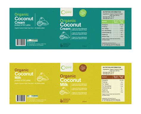 Coconut Cream label by kawanilaz Food Labels Design, Broth Packaging, Cream Label Design, Logo Design Infinity, Cosmetic Labels Design, Product Label Design, Spices Packaging, Tea Packaging Design, Packaging Template Design