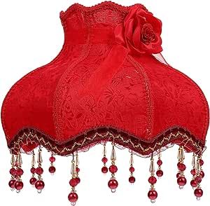 PACKOVE Vintage Lamp Shades Cloth Lamp Shade Covers Victorian Lamp Shades Fringe Lamp Bead Lace Lampshade for Table Lamp (Red) Lace Lampshade, Red Lamp Shade, Pc Photo, Beaded Lampshade, Victorian Lamps, Red Lamp, Small Lamp Shades, Victorian Lampshades, Vintage Cloth