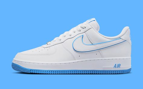 Official Images // Nike Air Force 1 Low "White/University Blue" Nike Air Force White, New Air Force 1, White Air Forces, Fashion Shoes Boots, Blue Air, All Nike Shoes, Nike Air Shoes, Air Force Blue, Nike Air Force 1 07