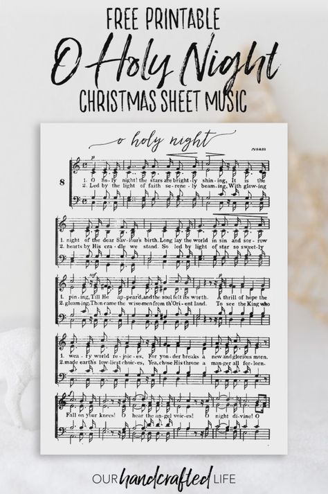 O Holy Night - Free Printable Christmas Sheet Music - Our Handcrafted Life Printable Christmas Sheet Music, Nightmare Before Christmas Font, Sheet Music Crafts, Hymn Sheet Music, Christmas Fonts Free, Music Christmas, Christmas Sheet Music, Sheet Music Art, Music Poster Ideas