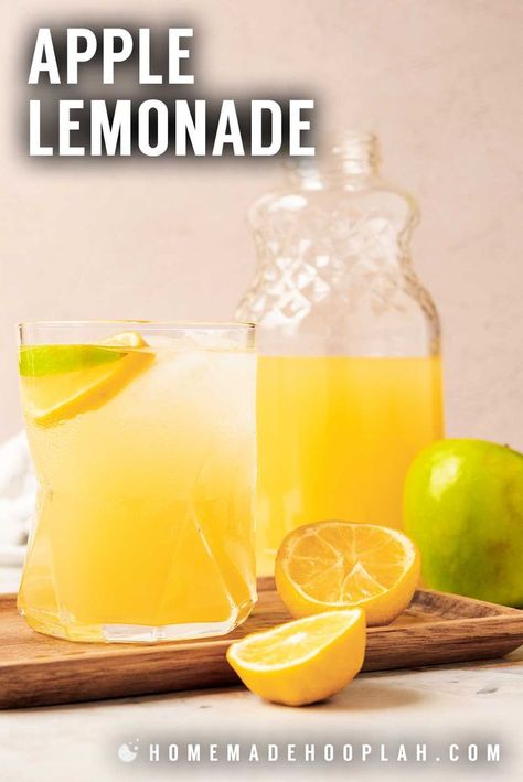 Apple Lemonade, Lemon Juice Recipes, Spiked Lemonade, Apple Drinks, Cool Autumn, Autumn Weather, Diced Apples, Green Apples, Homemade Lemonade