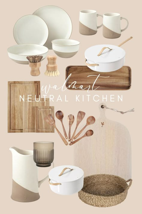 Neutral Kitchen, Countertop Decor, Wooden Kitchen Utensils, Beige Kitchen, Kitchen Finds, Boho Kitchen, Home Finds, Neutral Home, Amazon Kitchen