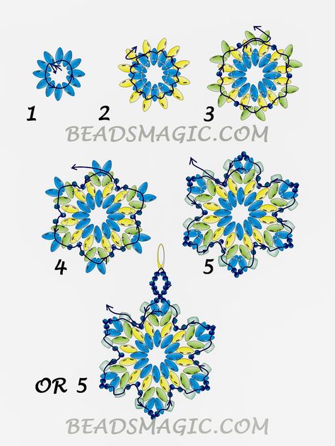 Free pattern for beaded earrings Indigo with superduo | Beads Magic Super Duo Beads Patterns Free, Seed Bead Bracelets Diy, Seed Bead Bracelet Patterns, Beaded Pendants, Super Duo Beads, Beaded Necklace Patterns, Duo Beads, Beaded Snowflakes, Beaded Earrings Tutorials