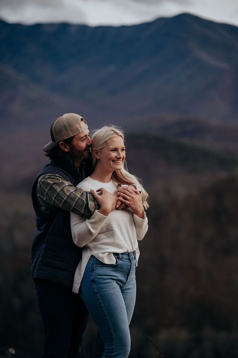 Great Smoky Mountains Engagement Photos, Mountain Top Engagement Photos, Forest Engagement Shoot, Engagement Theme, Paige Photos, Engagement Themes, Moody Forest, Mountain Couple, Smoky Mountain Wedding