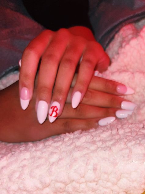 Nails B Initial, Letter B Nails, B Initial Nails, Nail With Initial, Nails With Initials Acrylic, Initial Acrylic, Nails With Initials, Nails Nike, Nike Nails