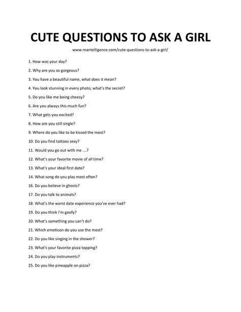 Cute Questions To Ask A Girl Things To Talk To Your Girlfriend About, Topics To Talk With Your Girlfriend, Compliment For Girlfriend, Interesting Questions To Ask A Girl, Funny Questions To Ask A Girl, Flirty Lines For Girlfriend, Punch Lines For Him, Flirty Questions To Ask Your Girlfriend, Love Comments For Instagram