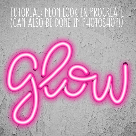 Tutorial: Neon Look in Procreate Procreate Doodles, Procreate Resources, Ipad Work, Ipad Lettering Procreate, Neon Lettering, Sign Drawing, Procreate Ipad Pro, Procreate Ideas, Procreate Tutorials