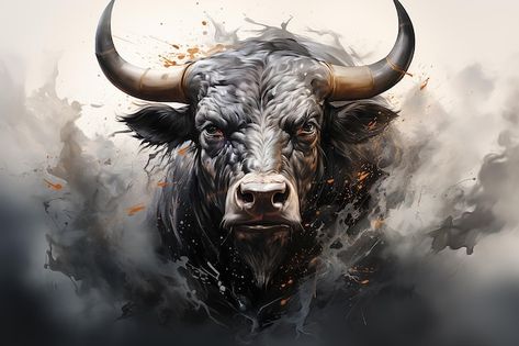 Premium Photo | A dynamic and powerful depiction of a charging bull AI generated Bulls Tattoo, Taurus Bull Tattoos, Bull Artwork, Bull Images, Charging Bull, Taurus Bull, Bull Art, Bull Tattoos, Animal Spirit