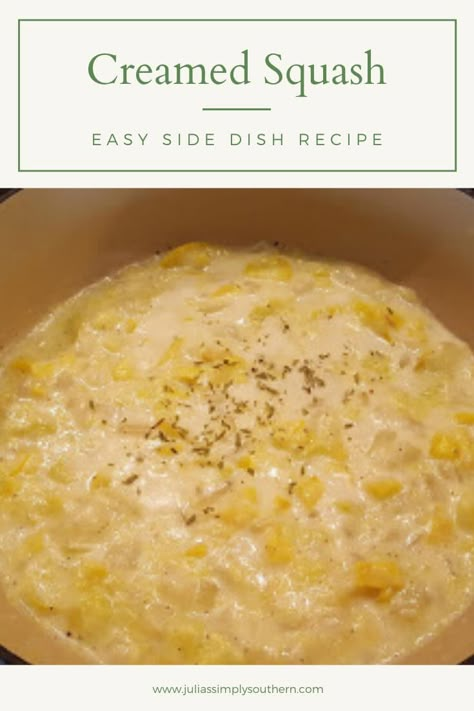 Creamed Squash Side Dish #recipe Mashed Summer Squash, Mashed Yellow Squash, Creamed Squash Recipes, Southern Squash Recipes, Stewed Squash Southern, Shredded Yellow Squash Recipes, Stewed Yellow Squash Recipes, Yellow Squash Recipes Baked, Creamed Squash