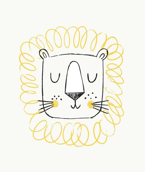 Lion hand drawn illustration vector. Cute doodle lion head. Lion Drawing Simple, Design For Cards, Animal Illustration Kids, Cards Poster, Lion Illustration, Lion Drawing, Art Biz, Cute Doodle, Abstract Watercolor Art