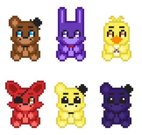 Pixel Art Fnaf, Fnaf Pixel Art, Fnaf Plushies, Fnaf Crafts, Drawing Application, Easy Pixel Art, Pixel Art Templates, Pixel Drawing, Graph Paper Art