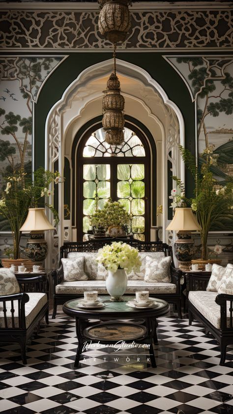 French Colonial House, British Colonial Interior Design, Colonial House Interior Design, French Villa Interior, Colonial House Interior, Indochine Interior, Colonial Interior Design, French Room, Black And White French