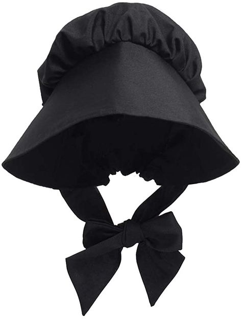 Amazon.com: GRACEART Women's Pilgrim Victorian Bonnet Oversized Hat 100% Cotton (Black): Clothing Amish Hat, Black Bonnet, Medieval Hats, White Bonnet, Oversized Hat, Victorian Hats, Maid Cosplay, Cashmere Poncho, Bonnet Hat